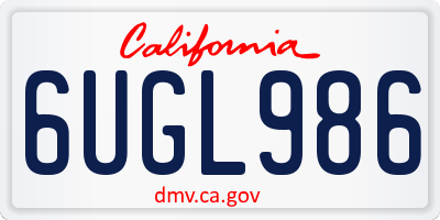 CA license plate 6UGL986