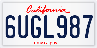 CA license plate 6UGL987