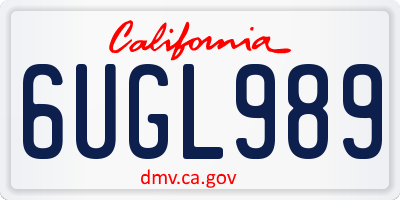 CA license plate 6UGL989