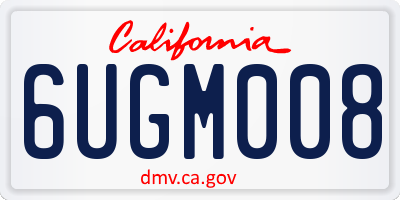 CA license plate 6UGM008