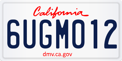 CA license plate 6UGM012