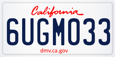 CA license plate 6UGM033