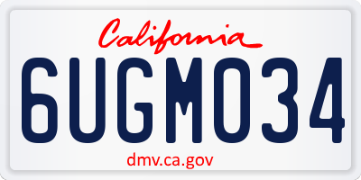 CA license plate 6UGM034