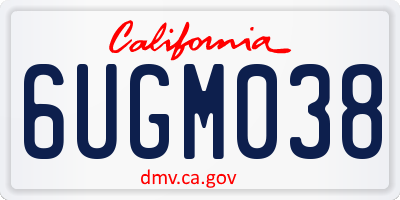 CA license plate 6UGM038