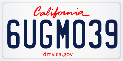 CA license plate 6UGM039