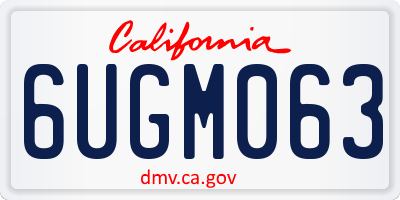 CA license plate 6UGM063