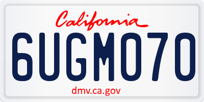 CA license plate 6UGM070