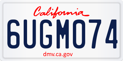 CA license plate 6UGM074