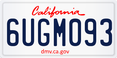 CA license plate 6UGM093