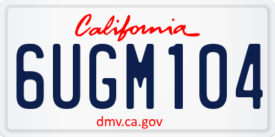CA license plate 6UGM104
