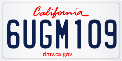 CA license plate 6UGM109
