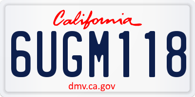 CA license plate 6UGM118