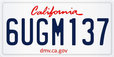 CA license plate 6UGM137