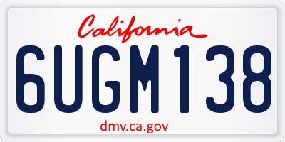 CA license plate 6UGM138