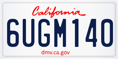 CA license plate 6UGM140