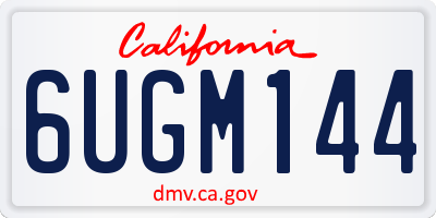 CA license plate 6UGM144