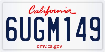 CA license plate 6UGM149