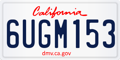 CA license plate 6UGM153