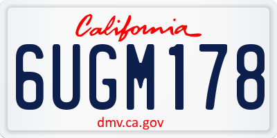 CA license plate 6UGM178