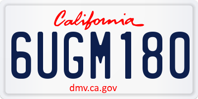 CA license plate 6UGM180