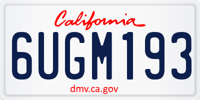 CA license plate 6UGM193