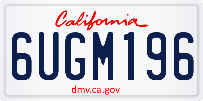 CA license plate 6UGM196