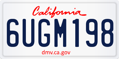 CA license plate 6UGM198