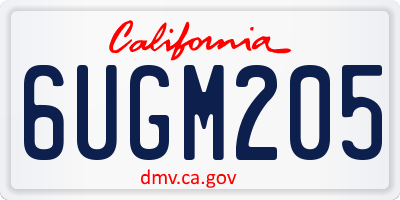 CA license plate 6UGM205
