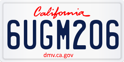 CA license plate 6UGM206
