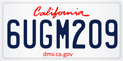 CA license plate 6UGM209