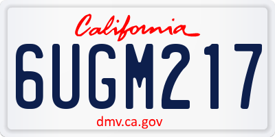 CA license plate 6UGM217