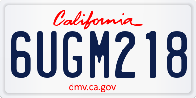 CA license plate 6UGM218