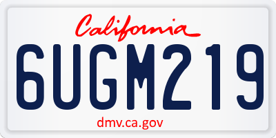 CA license plate 6UGM219