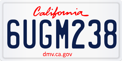 CA license plate 6UGM238