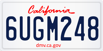 CA license plate 6UGM248