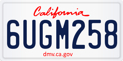 CA license plate 6UGM258