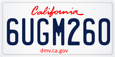 CA license plate 6UGM260