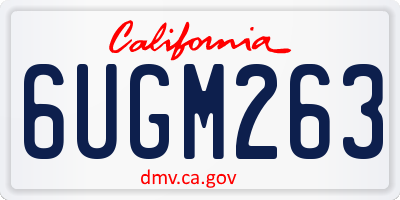 CA license plate 6UGM263