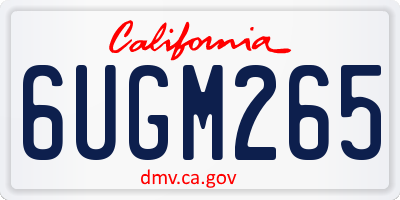 CA license plate 6UGM265