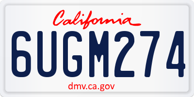 CA license plate 6UGM274