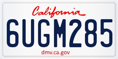 CA license plate 6UGM285