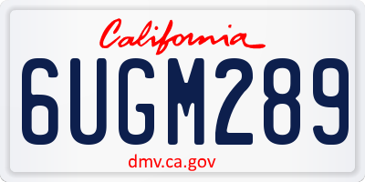 CA license plate 6UGM289