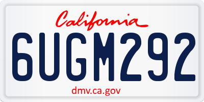 CA license plate 6UGM292
