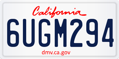 CA license plate 6UGM294