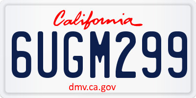 CA license plate 6UGM299