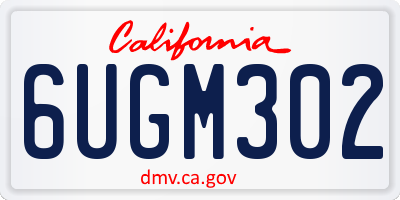 CA license plate 6UGM302