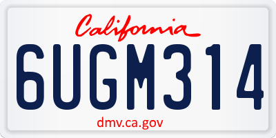 CA license plate 6UGM314
