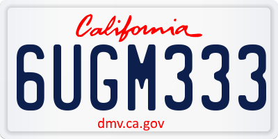 CA license plate 6UGM333