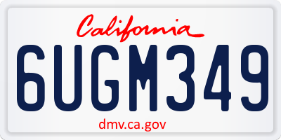 CA license plate 6UGM349