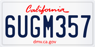 CA license plate 6UGM357